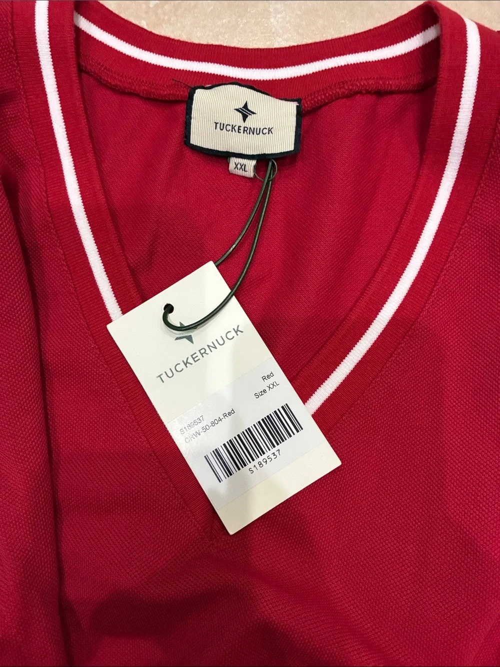Tuckernuck Red Sleeveless V-Neck Midi Dress Red with White Trim XXL